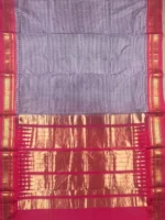 Pallu of Pink with micro checks and red border pure silk Ilkal saree