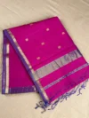 Purple-pink silk-cotton Maheshwari saree