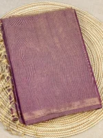 Purple plain tissue-cotton Maheshwari saree