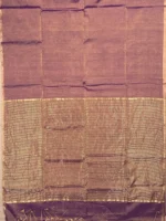 Pallu of purple plain tissue-cotton Maheshwari saree