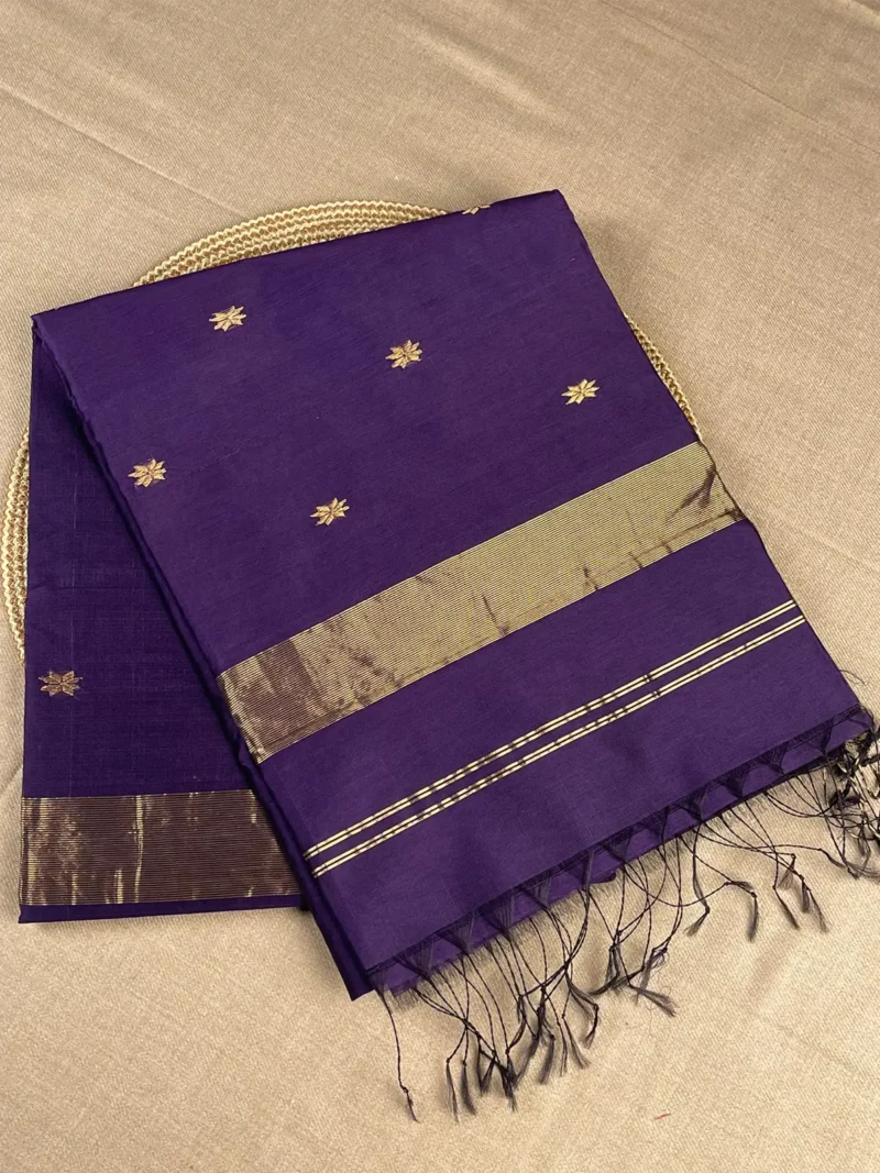 Purple silk-cotton Maheshwari saree
