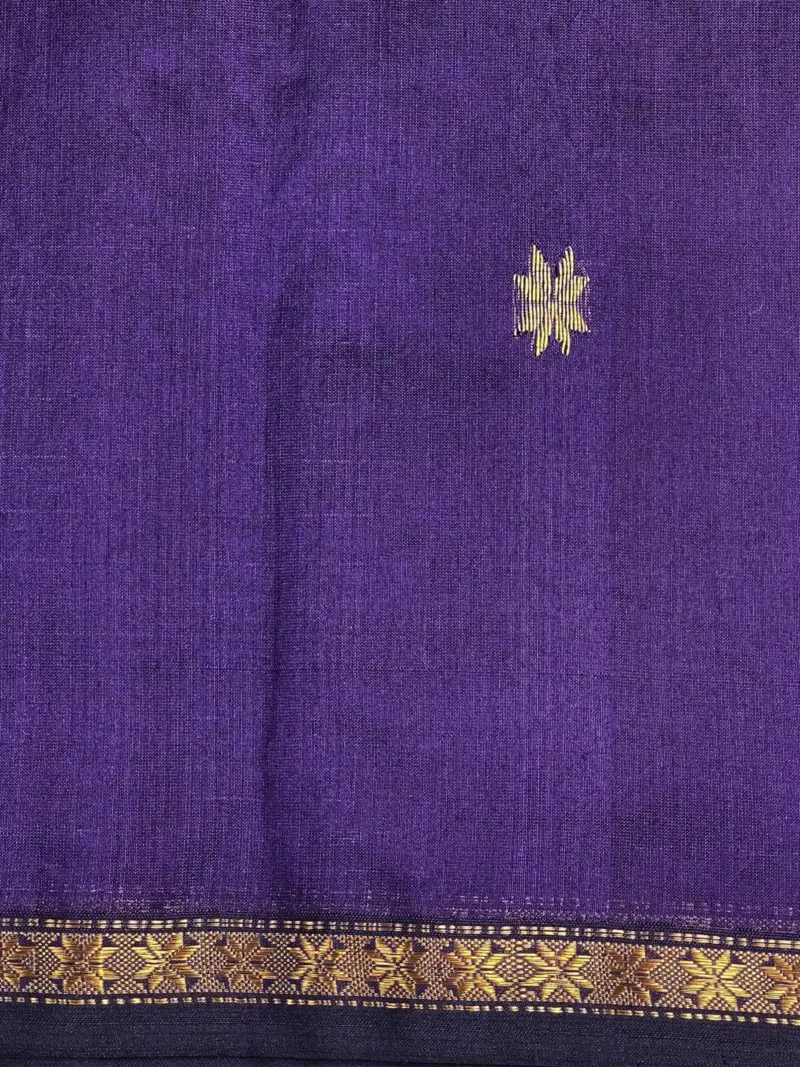 Border of Purple silk-cotton Maheshwari saree