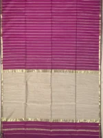 purple-thread-lines-maheshwari-silk-cotton-pallu Pallu of purple Maheshwari silk cotton saree with thread lines