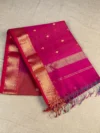 Rani pink Shaded Maheshwari silk-cotton saree with butti