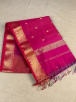 rani pink-shaded-Maheshwari silk-cotton Rani pink Shaded Maheshwari silk-cotton saree with butti