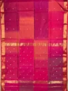 Pallu of rani pink Shaded Maheshwari silk-cotton saree with butti