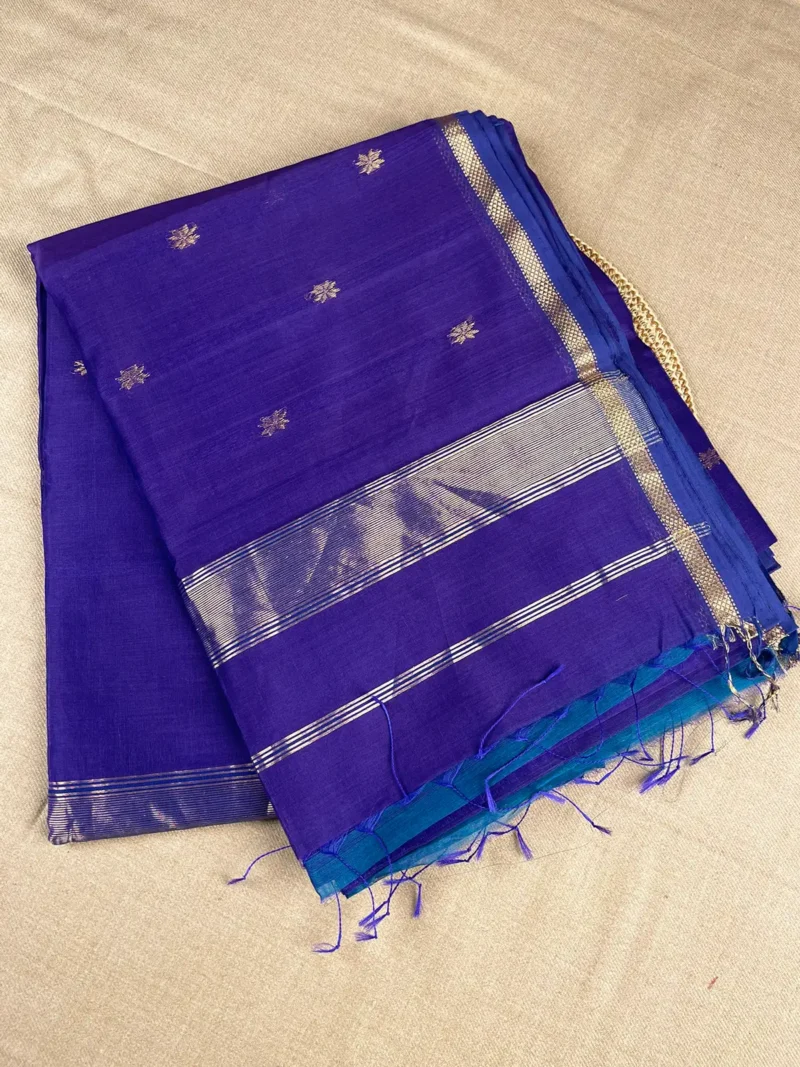 royal-blue-small-border-maheshwari-silk-cotton Royal blue silk-cotton Maheshwari saree