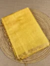 Yellow plain tissue-cotton Maheshwari saree
