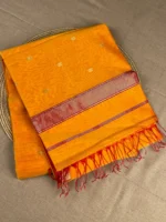 Yellow silk-cotton Maheshwari saree