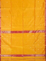 Pallu of Yellow silk-cotton Maheshwari saree