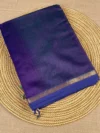 Blue shaded plain silk-cotton Maheshwari saree