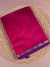 Magenta shaded plain silk-cotton Maheshwari saree