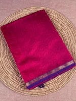 Magenta shaded plain silk-cotton Maheshwari saree