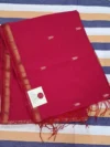 Rani pink silk-cotton Maheshwari saree with small butti and narrow border
