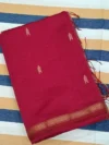Rani pink silk-cotton Maheshwari saree with small butti and narrow border