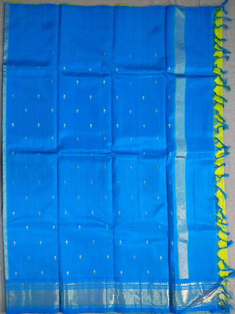 Pallu of light green Kanchipuram pure silk saree