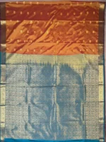 Pallu of mustard yellow soft Kanchipuram Silk Saree