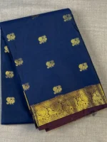 Navy blue soft Kanchipuram Silk Saree