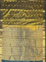 Pallu of olive green soft Kanchipuram Silk Saree