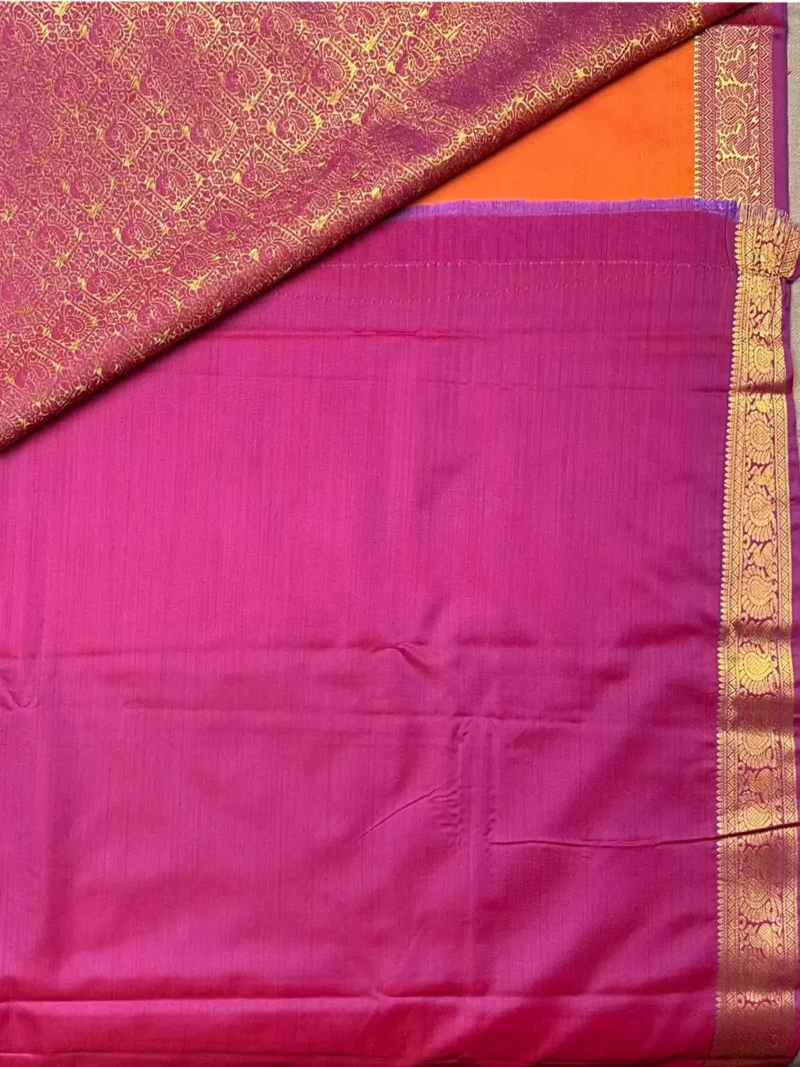 Blouse of orange soft Kanchipuram Silk Saree