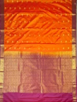 Pallu of orange soft Kanchipuram Silk Saree