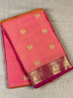 Peach colour soft Kanchipuram Silk Saree
