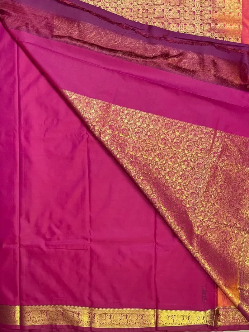 Blouse of peach colour soft Kanchipuram Silk Saree
