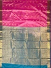 Pallu of pink soft Kanchipuram Silk Saree