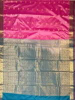 Pallu of pink soft Kanchipuram Silk Saree